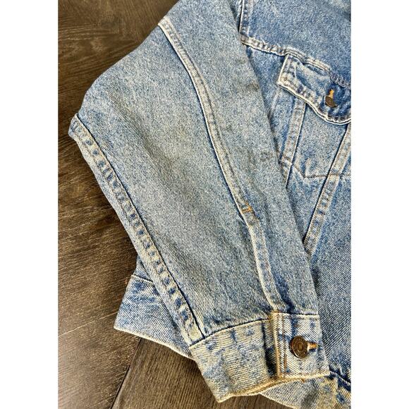 Vintage 90s Levis Blue Denim Trucker Jacket Distressed Men's Size M USA Made - Picture 2 of 15